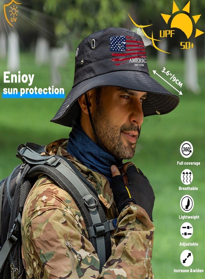 viofre Bucket Sun Hats for Men Women Woman Bucket Hat Wide Brim Fishing Hiking Hats for Men Sun Hat Large Summer Beach Hat Mens for Outdoor Safari American Flag Waterproof Garden Cap UPF 50+ Uv Protection - Image 3